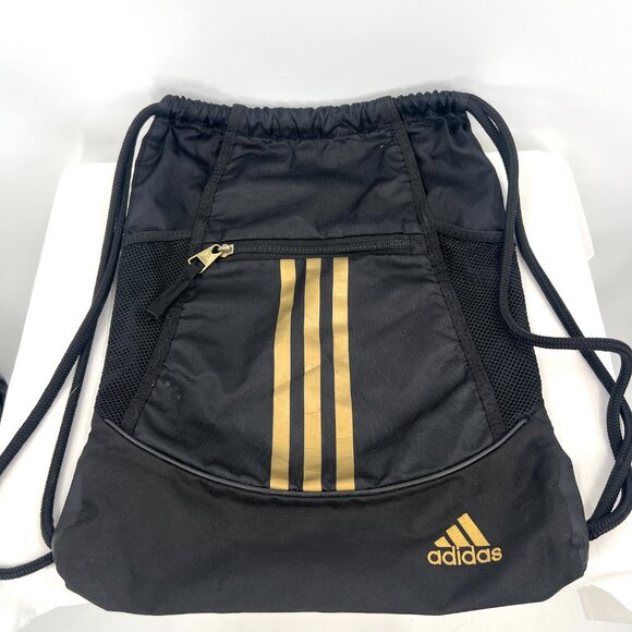 Adidas Alliance II Sackpack Drawstring Bag Black Gold - Picture 1 of 3